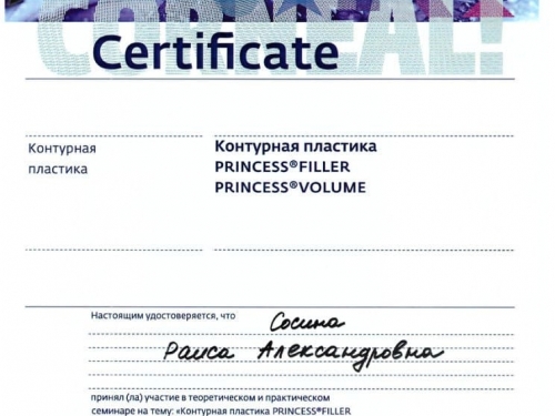 контурная пластика сертификат